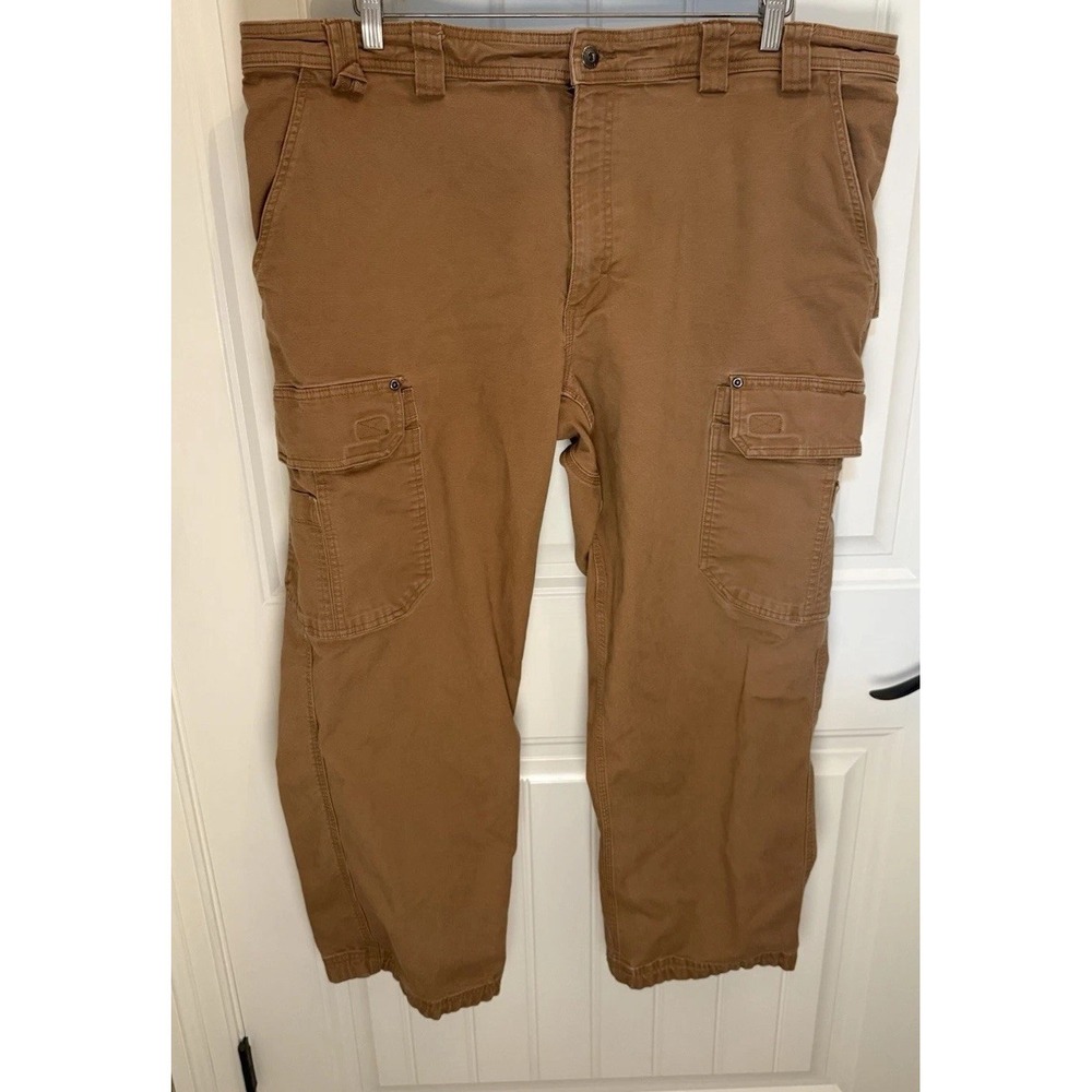 DULUTH Flex Fire Hose Relaxed Fit Cargo Canvas Work Pants Size 44x30 Brown